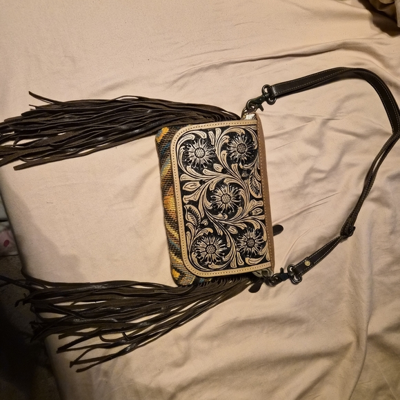 Myra Bag Tan and Brown Floral Crossbody